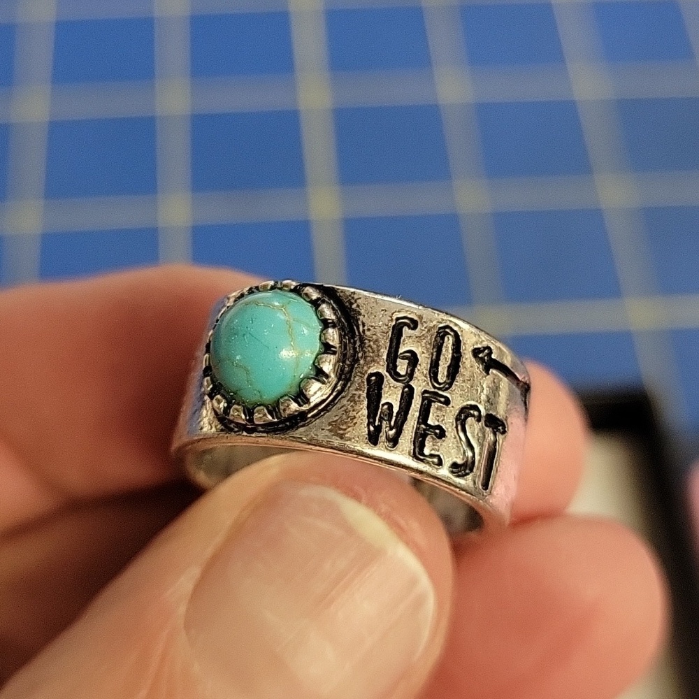 Go West Turquoise Stone Ring Size 8